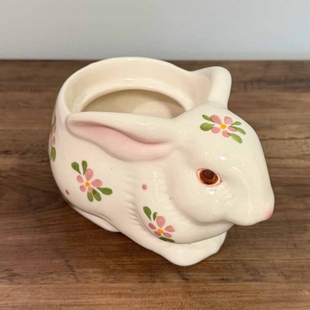 Avon Floral Ceramic Bunny Planter